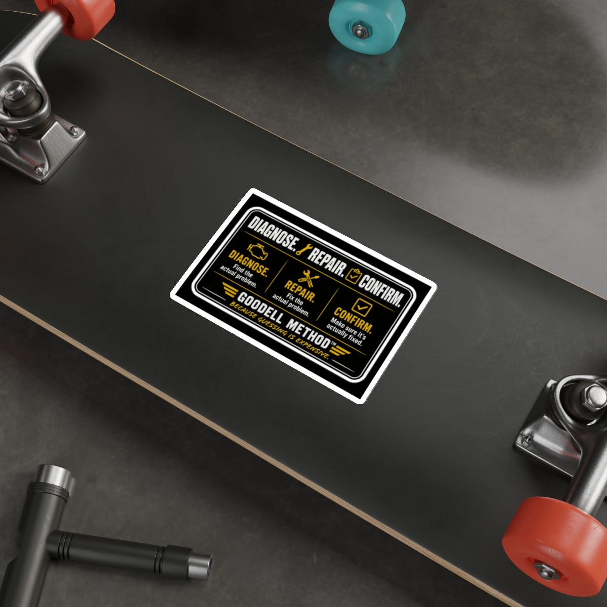 Diagnose. Repair. Confirm. Sticker