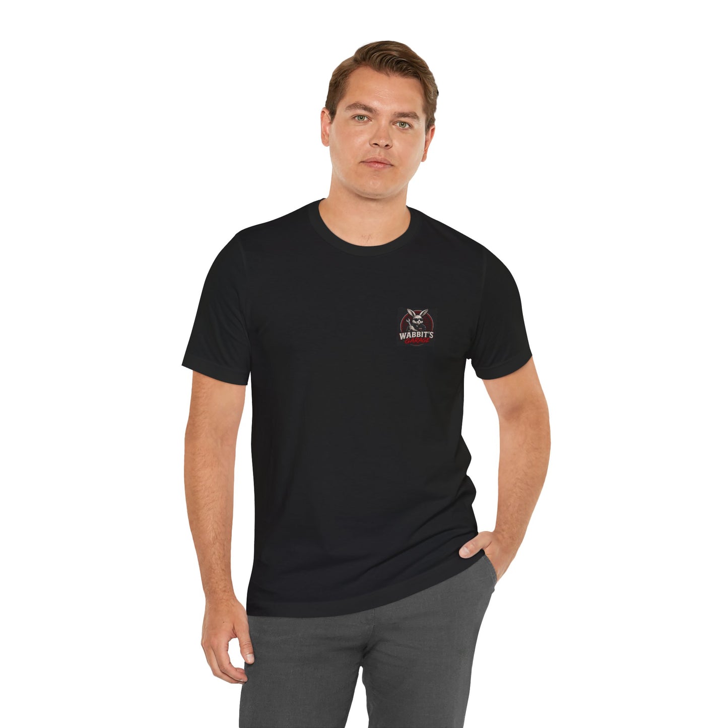 Wabbit's Garage T-Shirt — Mechanic Bunny Design (Built From Bad Ideas)
